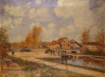 阿爾弗萊德 西斯萊 The Bourgogne Lock at Moret, Spring 阿爾弗萊德 西斯萊 The Bourgogne Lock at Moret, Spring